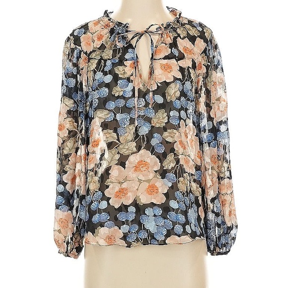 Rebecca Taylor Black Floral Blouse - Picture 1 of 8